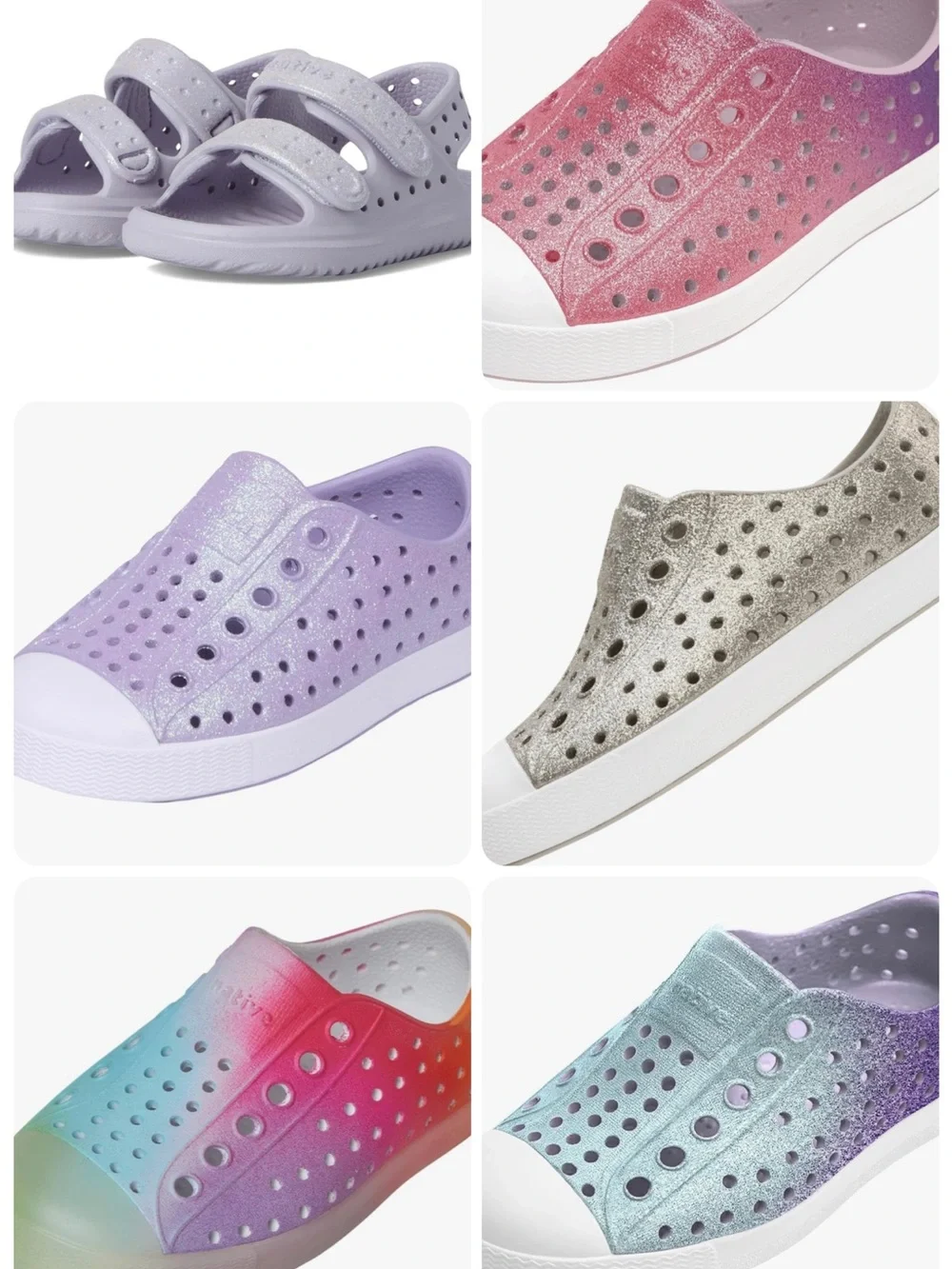 Kids' Native’s Jefferson Bling Glitter Water Beach Play Tennis shoe MULTIPLE—